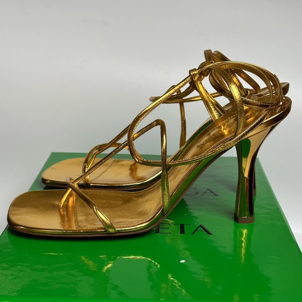 Bottega Venetta Gold Sandal Heels Size 38 1/2